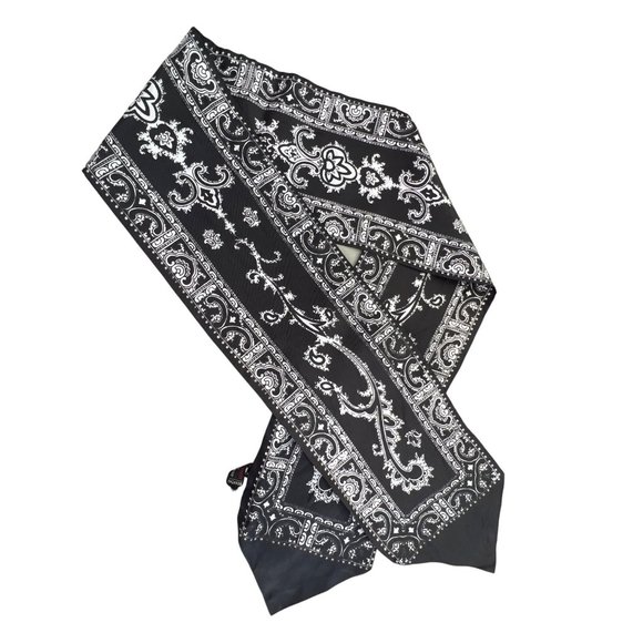 Vintage Hand Printed Twill Purse Scarf Light Black Acetate Neck Wrap Bandana - Picture 1 of 4
